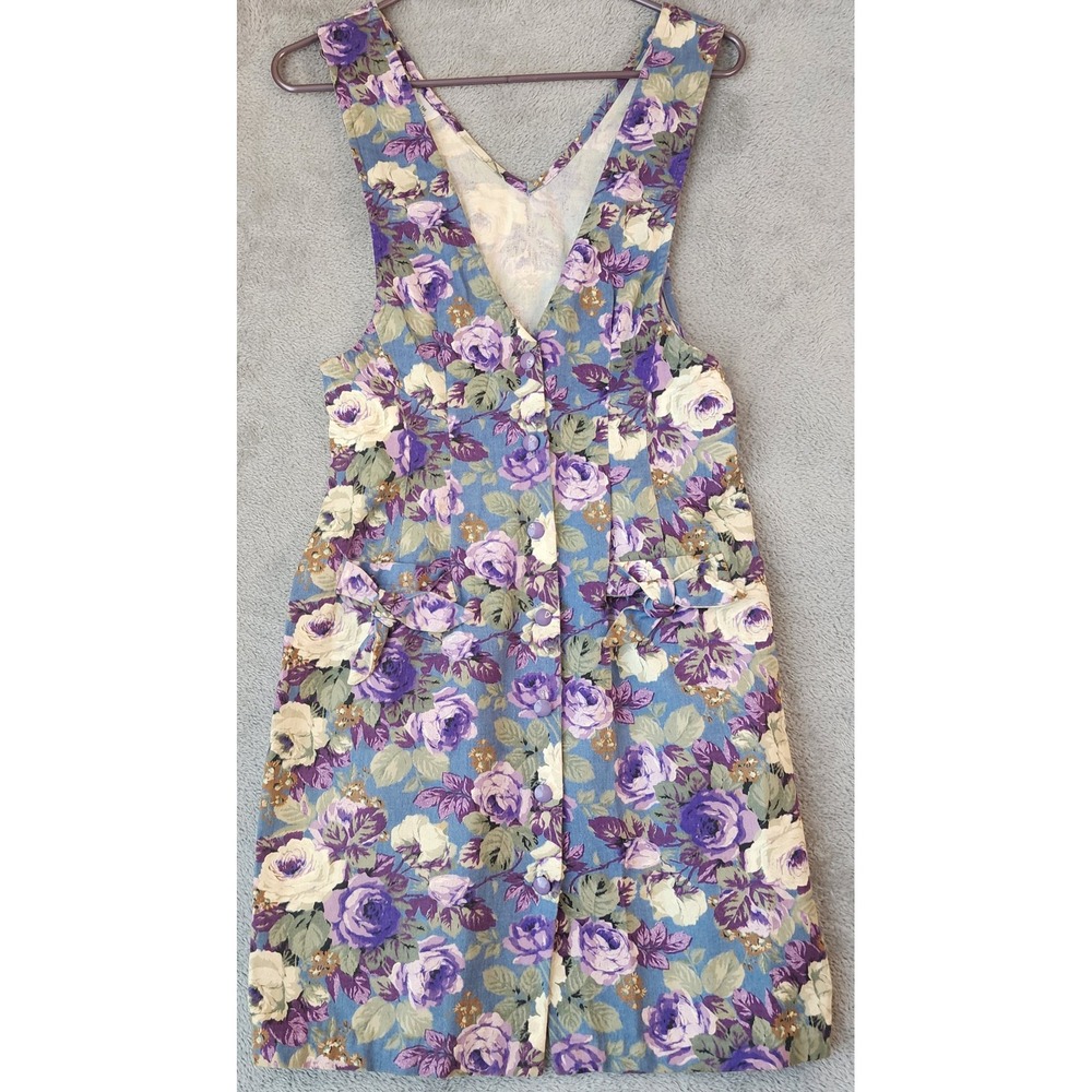 You Babes Too Dress Womens Juniors Size 7 Purple Floral Button Front Cottagecore